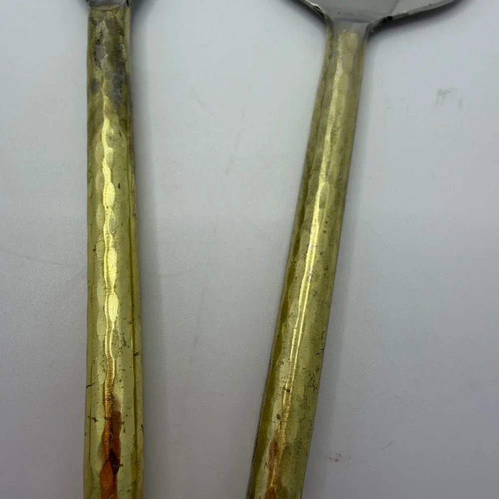 Nauticalmart Brass & Stainless Steel Serving 4 Pc Hammered‎ Handles Set
